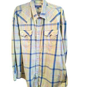 Roper Pearl Snap Button Down Long Sleeve Shirt 2XL Western Cowboy 100% Cotton
